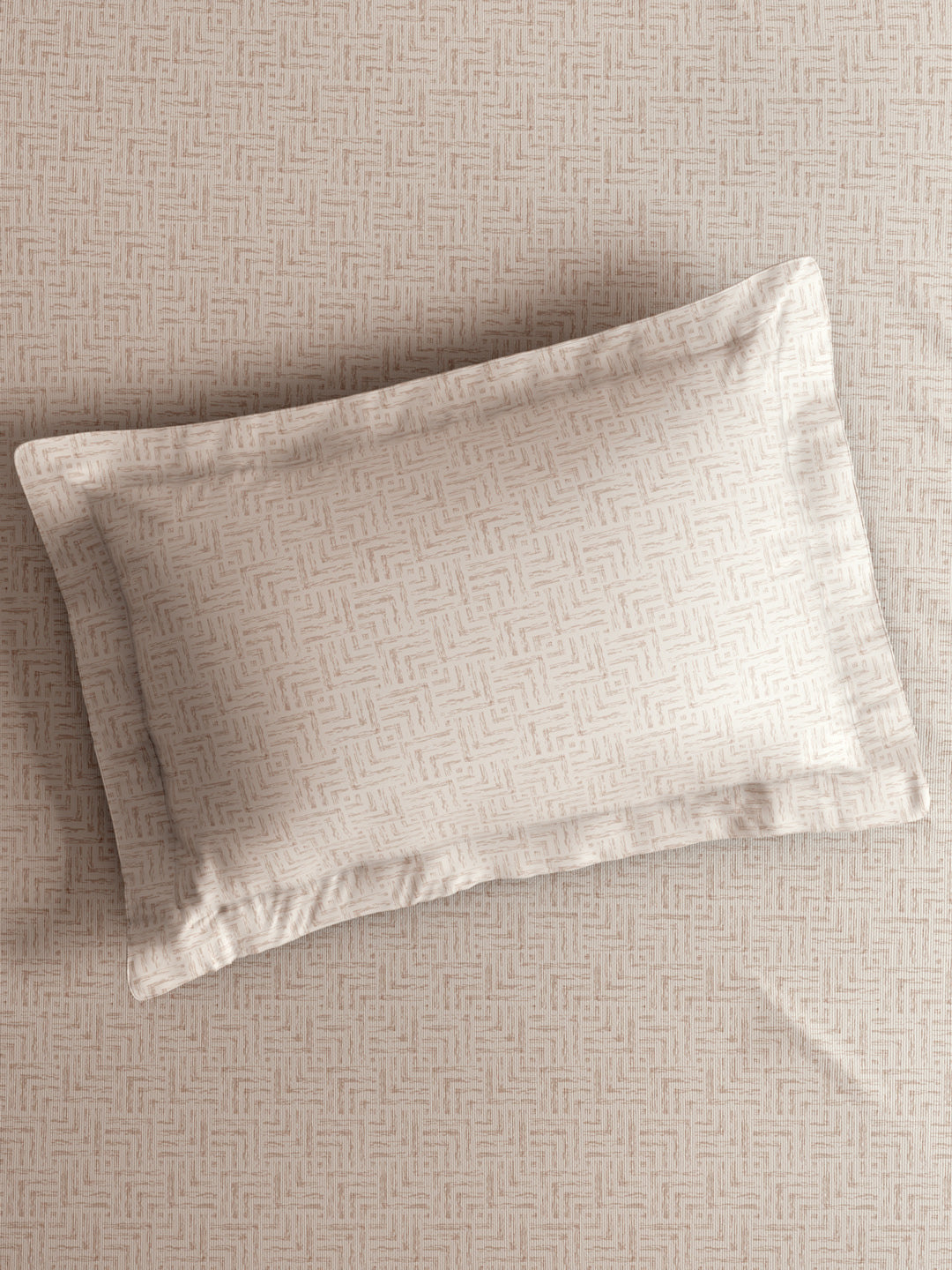 Gardenia Augusta 100% Cotton 300 TC Super King Bedsheet with 2 Pillow Covers | Beige & White Digitally Printed