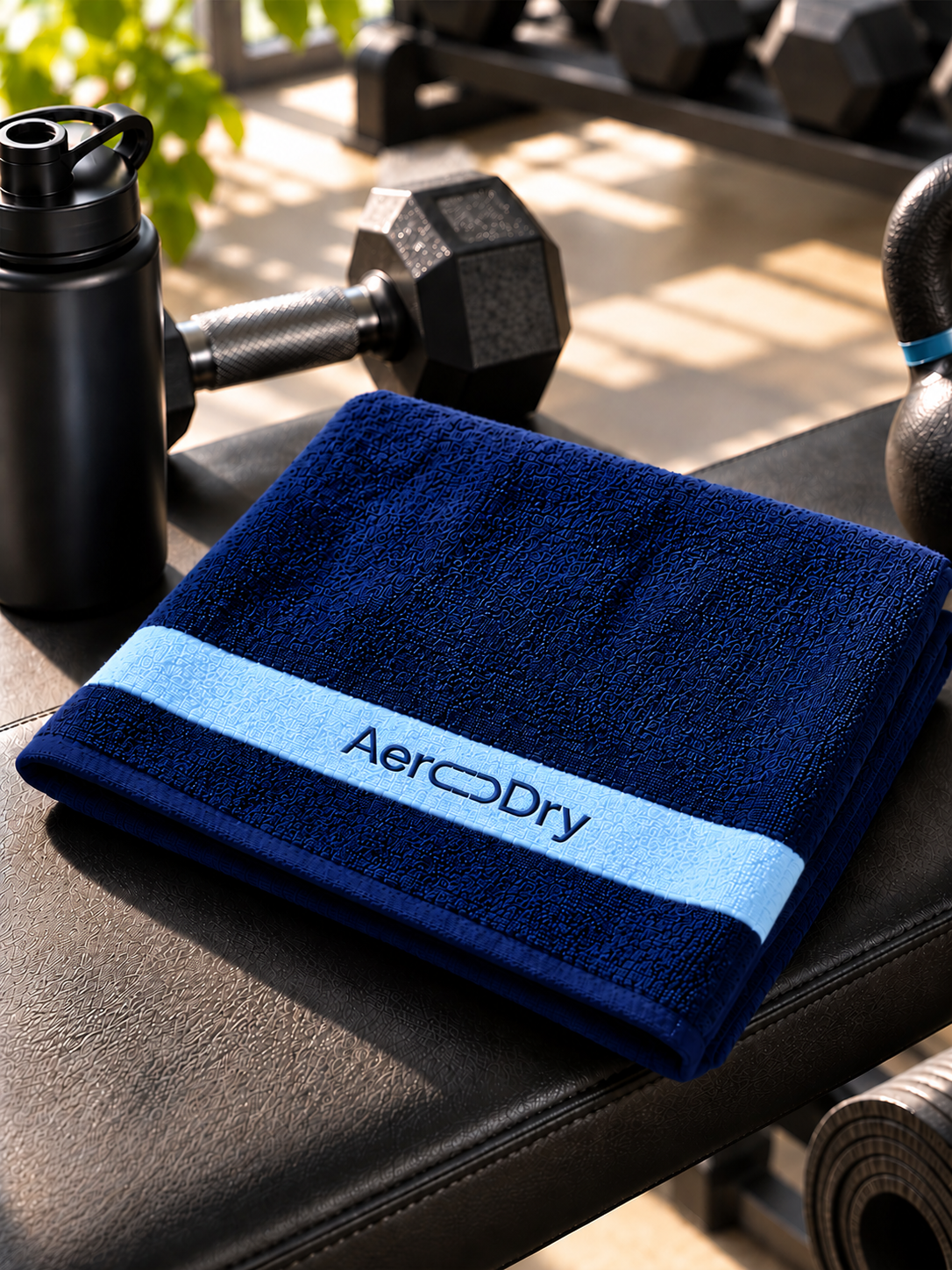 AeroDry 550 GSM 100% Cotton Reversible Sport Towel - Blue, 50 x 100 cm