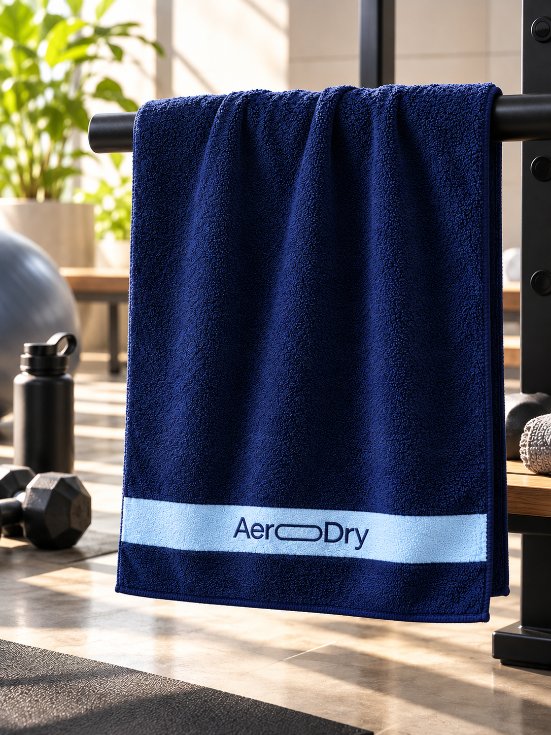 AeroDry 550 GSM 100% Cotton Reversible Sport Towel - Blue, 50 x 100 cm