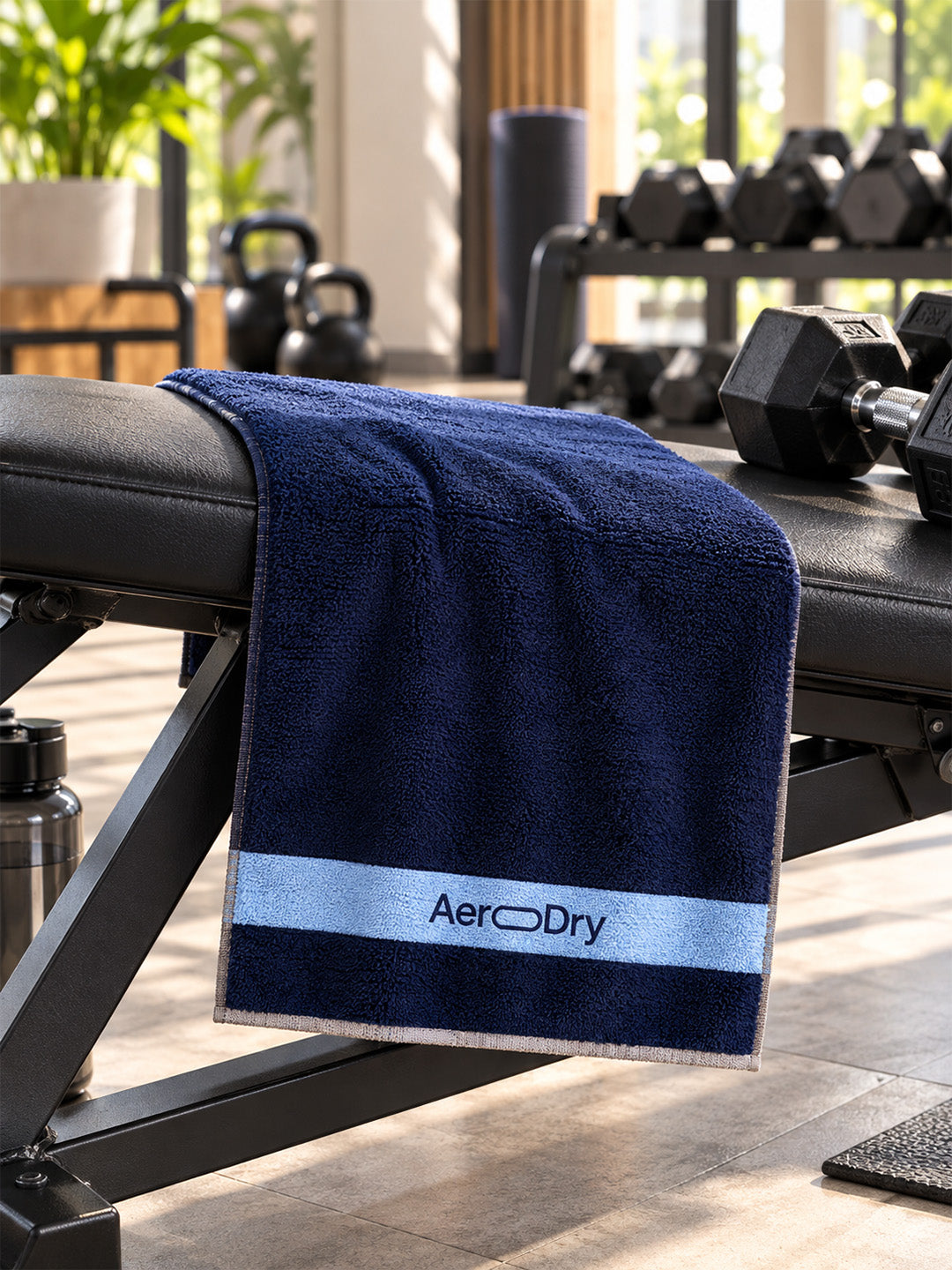 AeroDry 550 GSM 100% Cotton Reversible Sport Towel - Blue, 50 x 100 cm