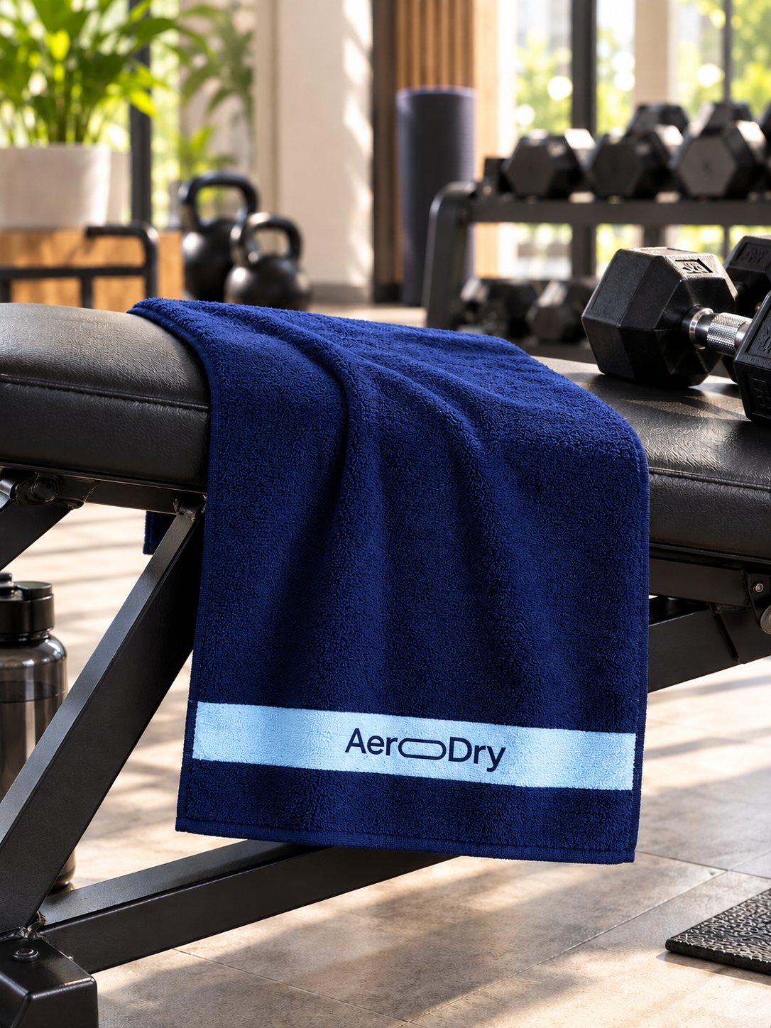 AeroDry 550 GSM 100% Cotton Reversible Sport Towel - Blue, 50 x 100 cm