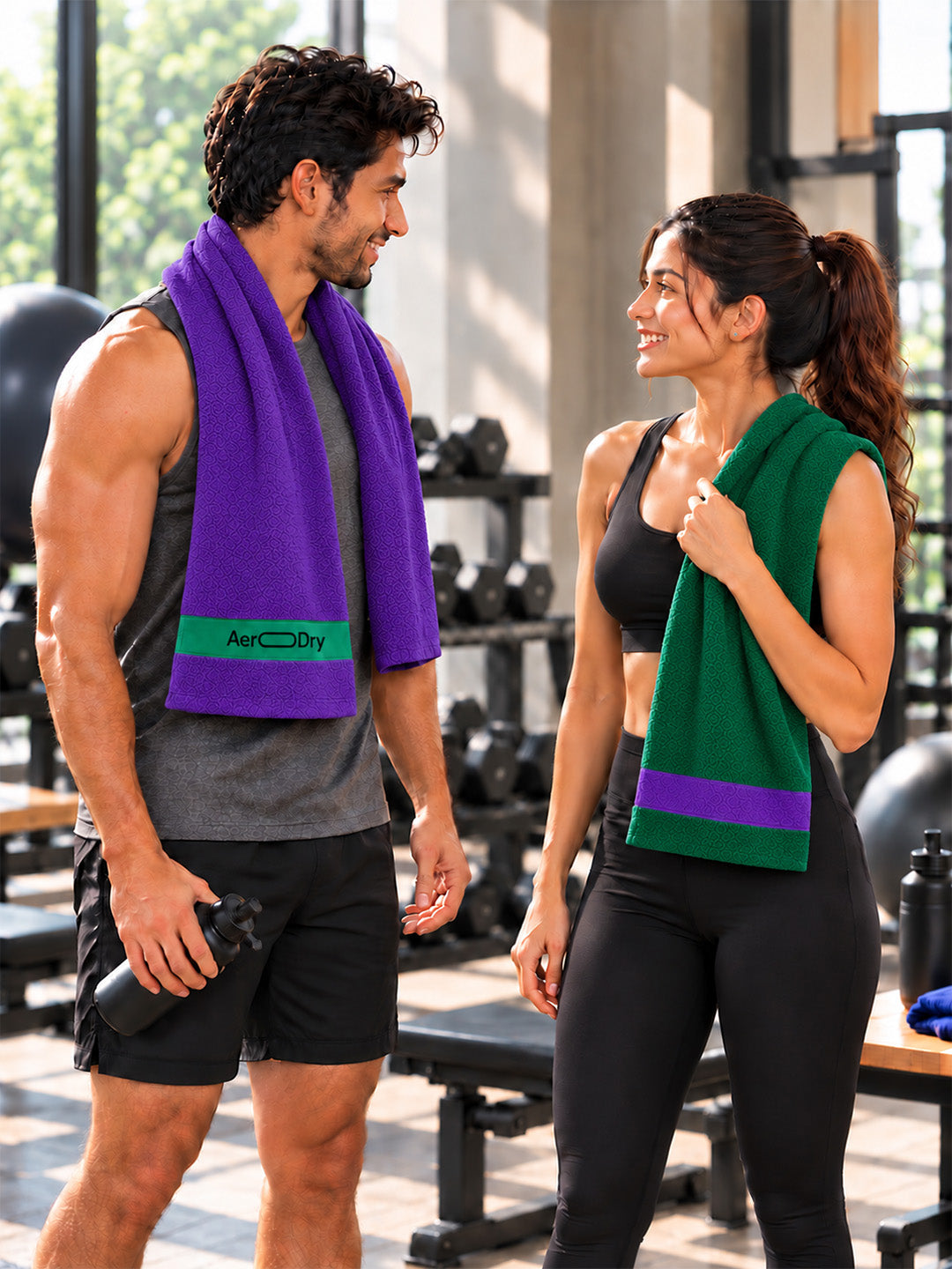 AeroDry 550 GSM 100% Cotton Reversible Sport Towel - Purple, 50 x 100 cm