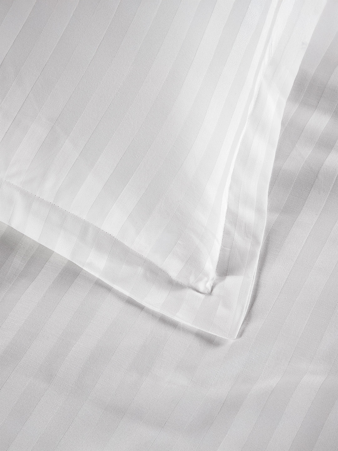 Emblem 100% Cotton 300 TC King Bedsheet with 2 Pillow Covers | White Stripes Bedsheet Set