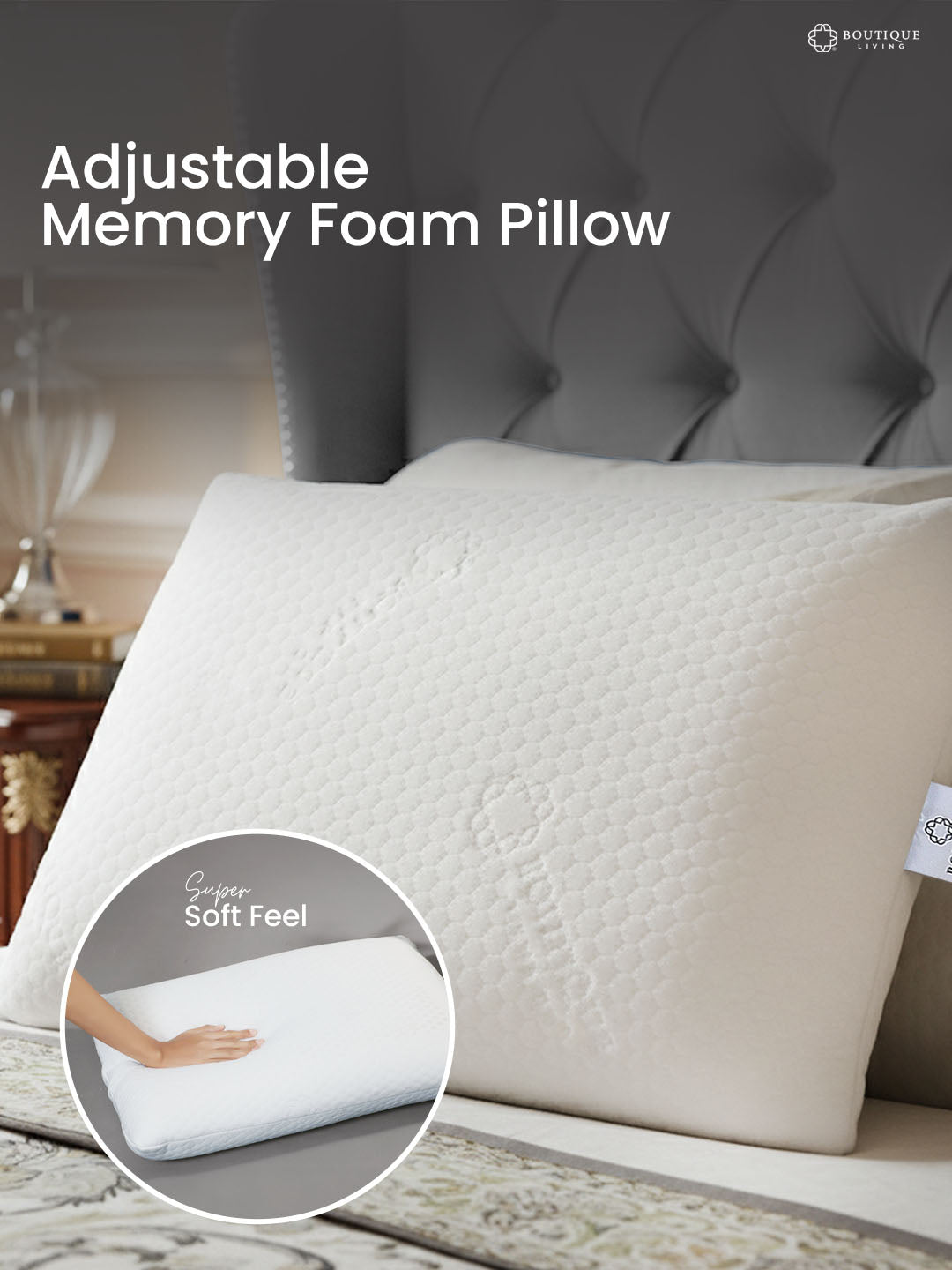 Adjustable Memory Foam Ergonomic Support Pillow - Pack of 1 (60 L cm x 40 W cm)