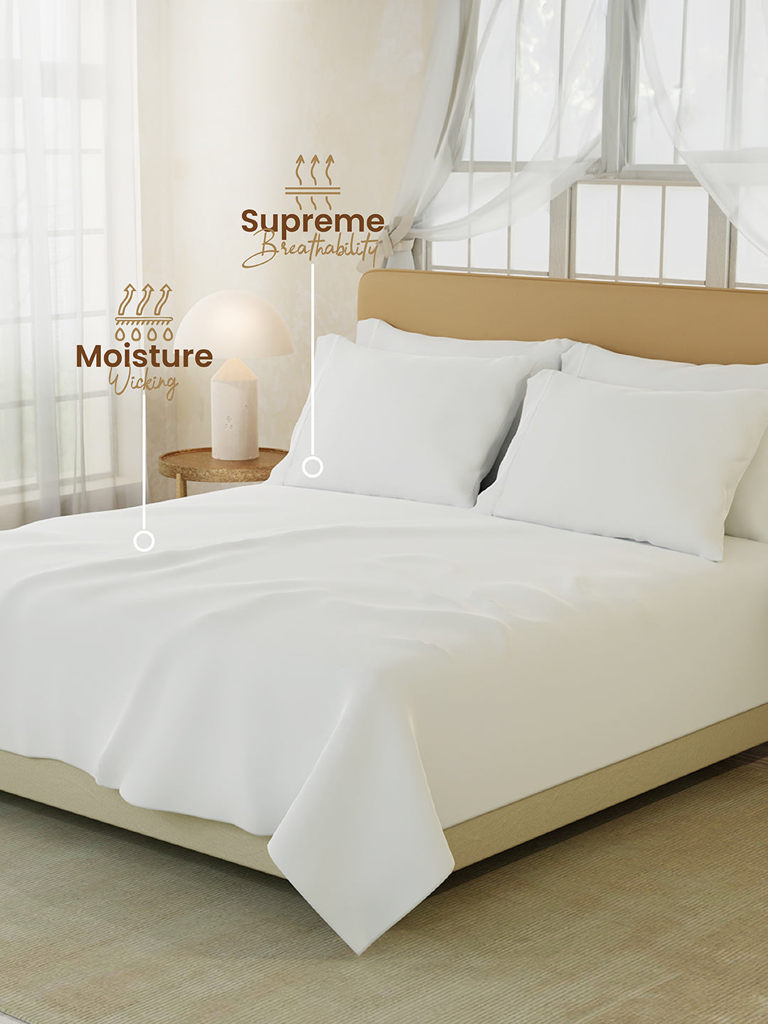 Infinity Premium Quality 100% Egyptian Cotton 1000 TC White King Bedsheet with 4 Pillow Covers (Pearl Stitched)