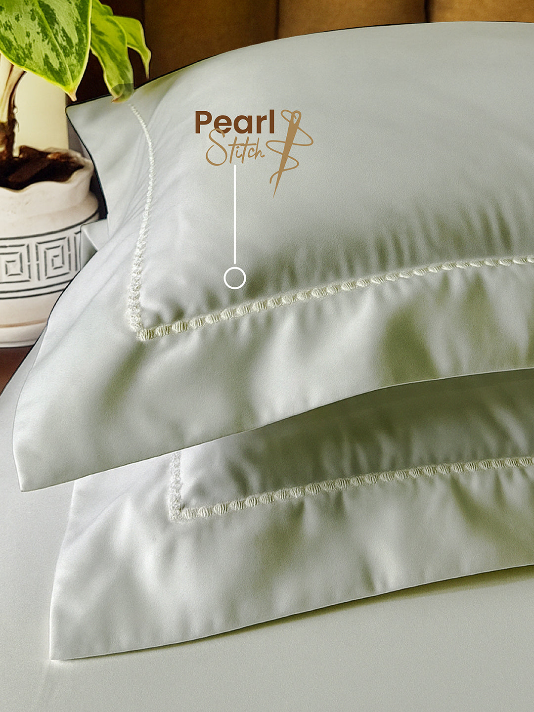 Premium Quality 100% Egyptian Cotton 1000 TC, Silver King Bedsheet with 4 Pillow Covers (Pearl Stitched), Infinity