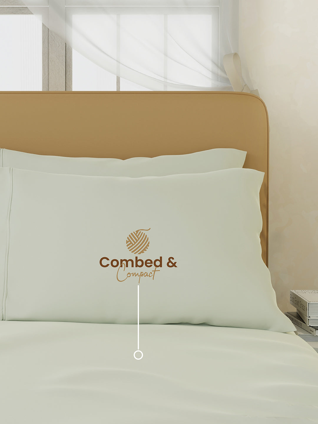 Premium Quality 100% Egyptian Cotton 1000 TC Light Yellow King Bedsheet with 4 Pillow Covers (Pearl Stitched), Infinity