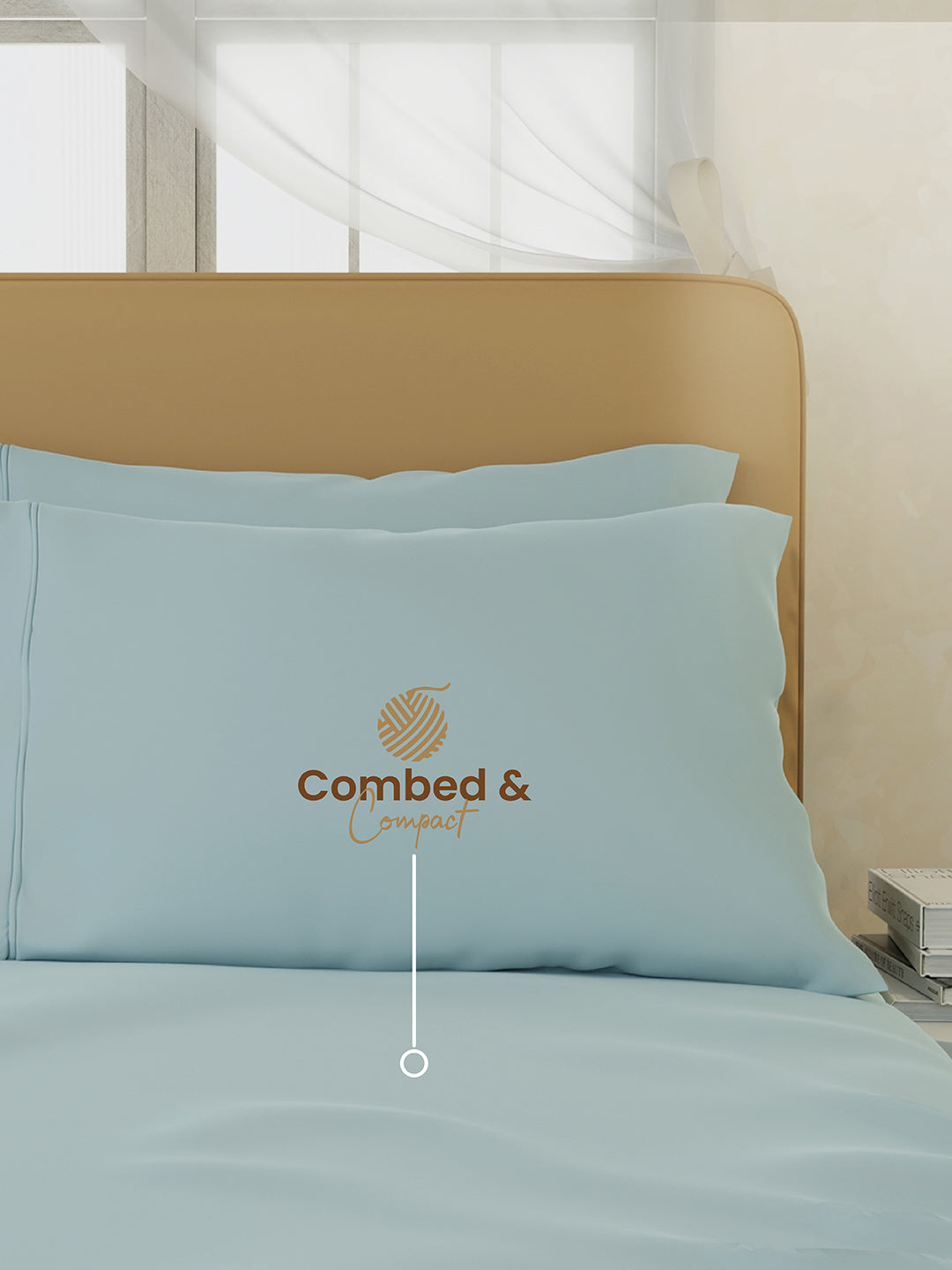 Premium Quality 100% Egyptian Cotton 1000 TC, Blue King Bedsheet with 4 Pillow Covers (Pearl Stitched), Infinity