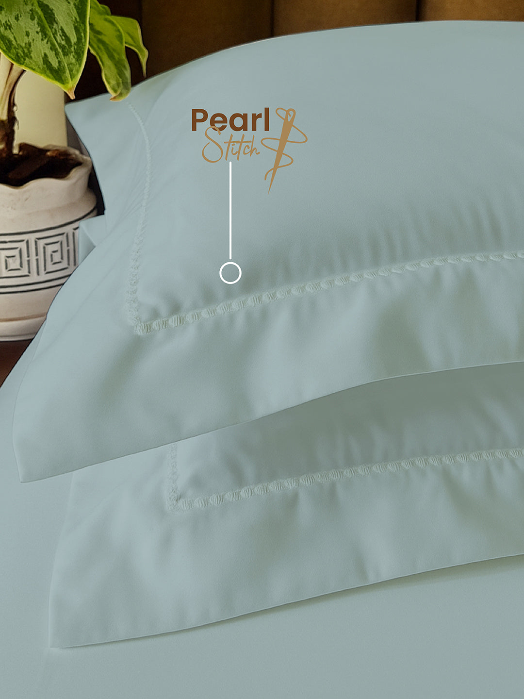 Premium Quality 100% Egyptian Cotton 1000 TC, Blue King Bedsheet with 4 Pillow Covers (Pearl Stitched), Infinity