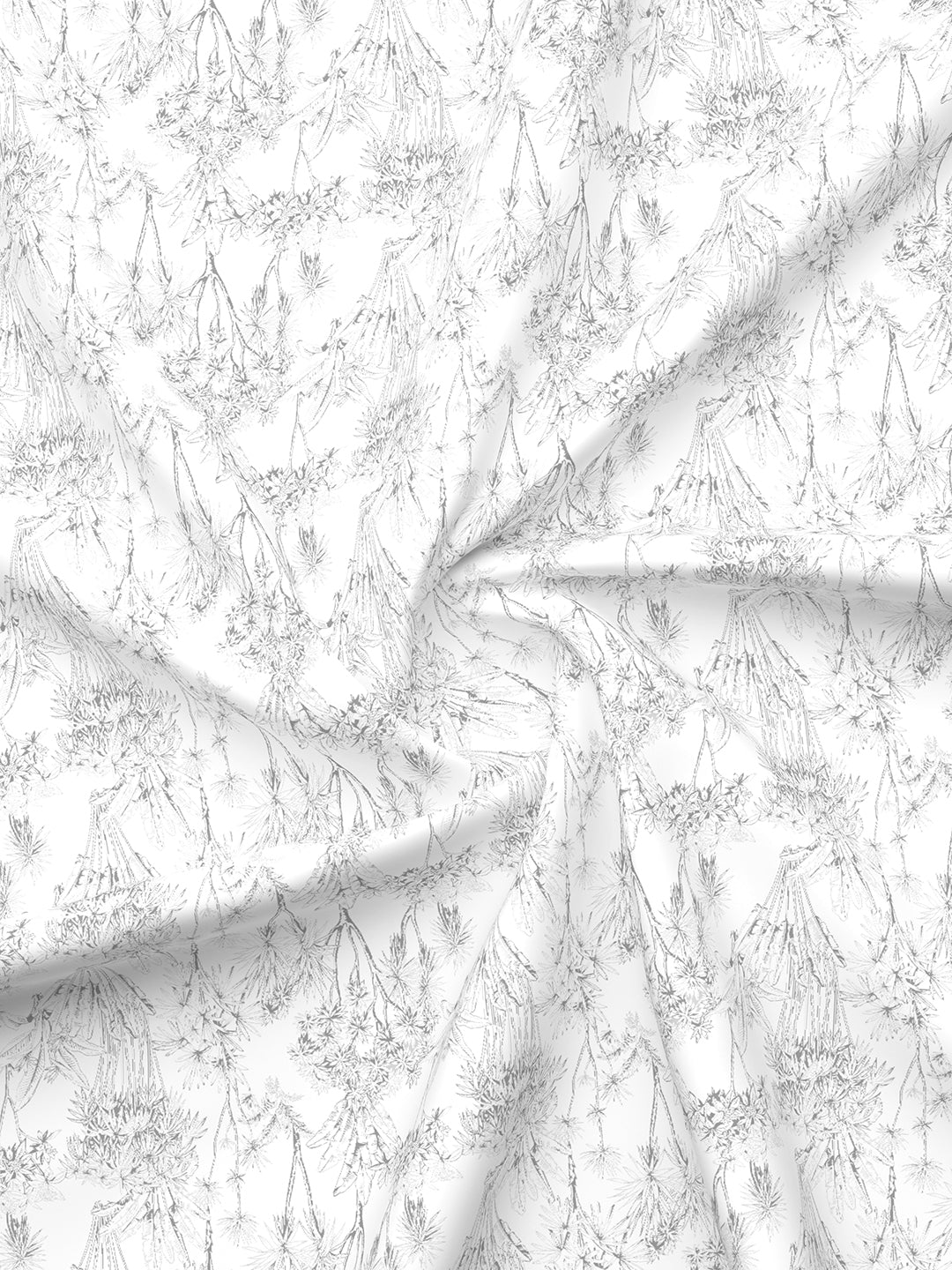 Zen Living 500 TC TENCEL™ King Size Bedsheet with 4 Pillow Covers (Double Marrow Stitch) - White & Grey Floral Print