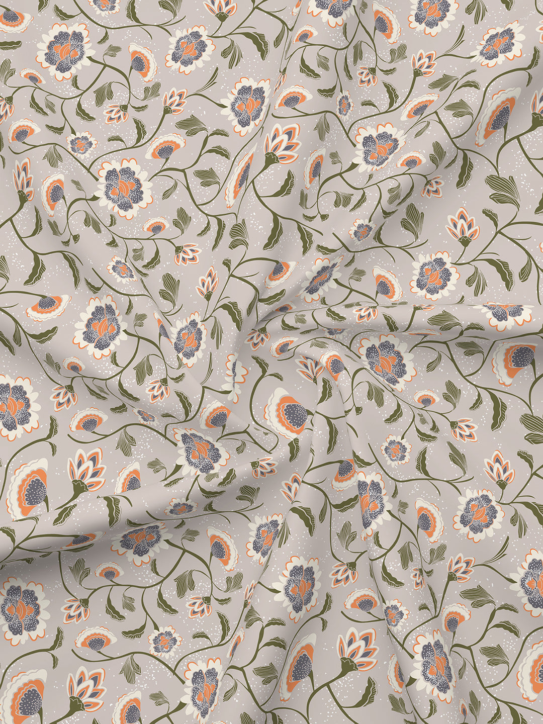 Siesta 100% Cotton 200 TC Grey Floral Print King Bedsheet with 2 Pillow Covers