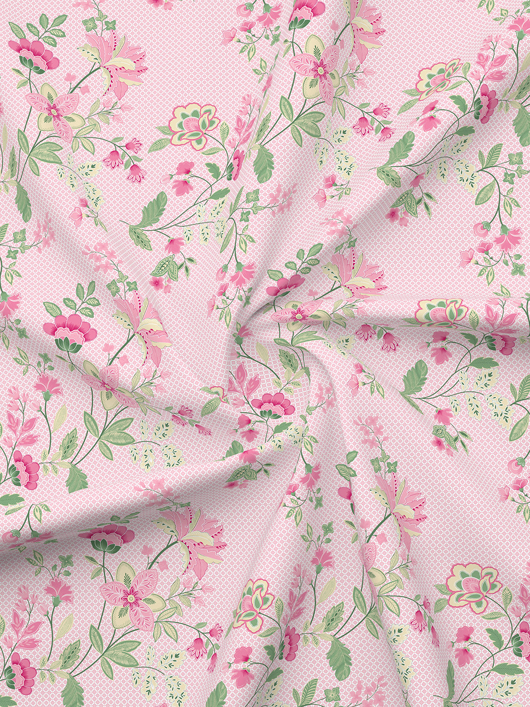 Siesta 100% Cotton 200 TC Pink Floral Print King Bedsheet with 2 Pillow Covers