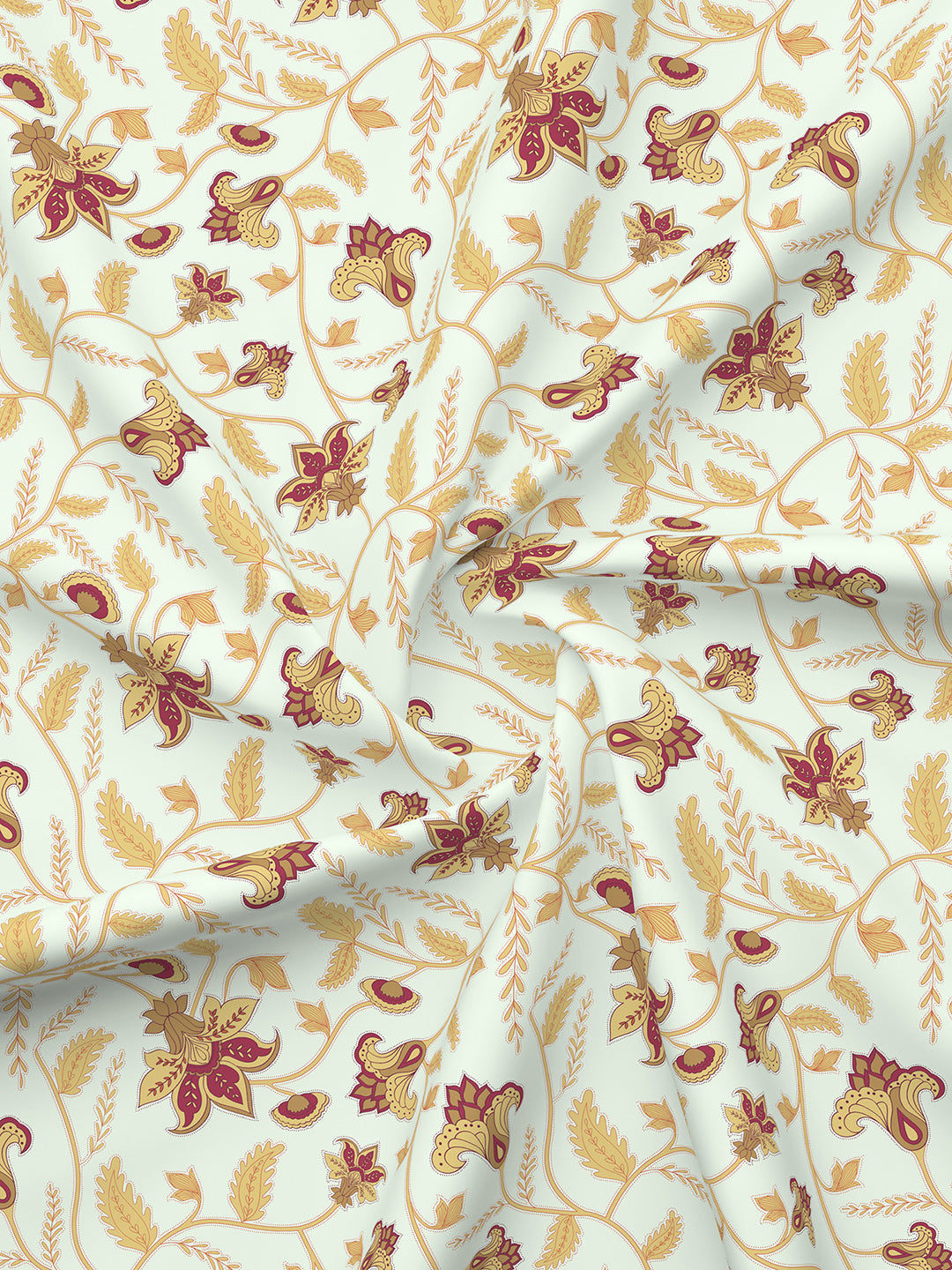Siesta 100% Cotton 200 TC White & Yellow Floral Print King Bedsheet with 2 Pillow Covers