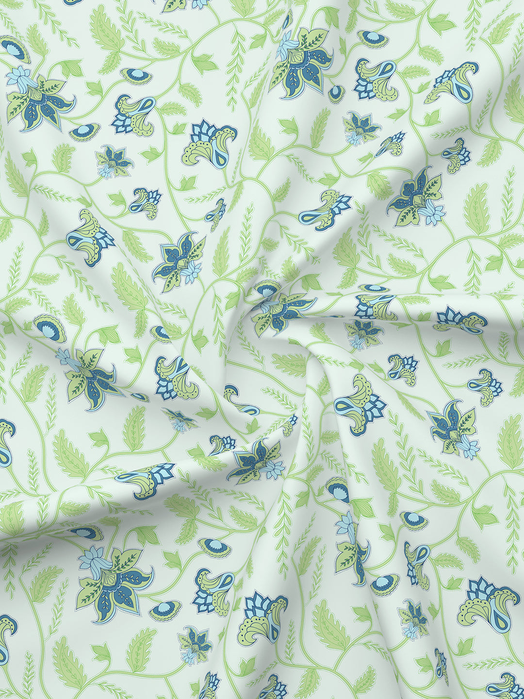 Siesta 100% Cotton 200 TC Green & Blue Floral Print King Bedsheet with 2 Pillow Covers