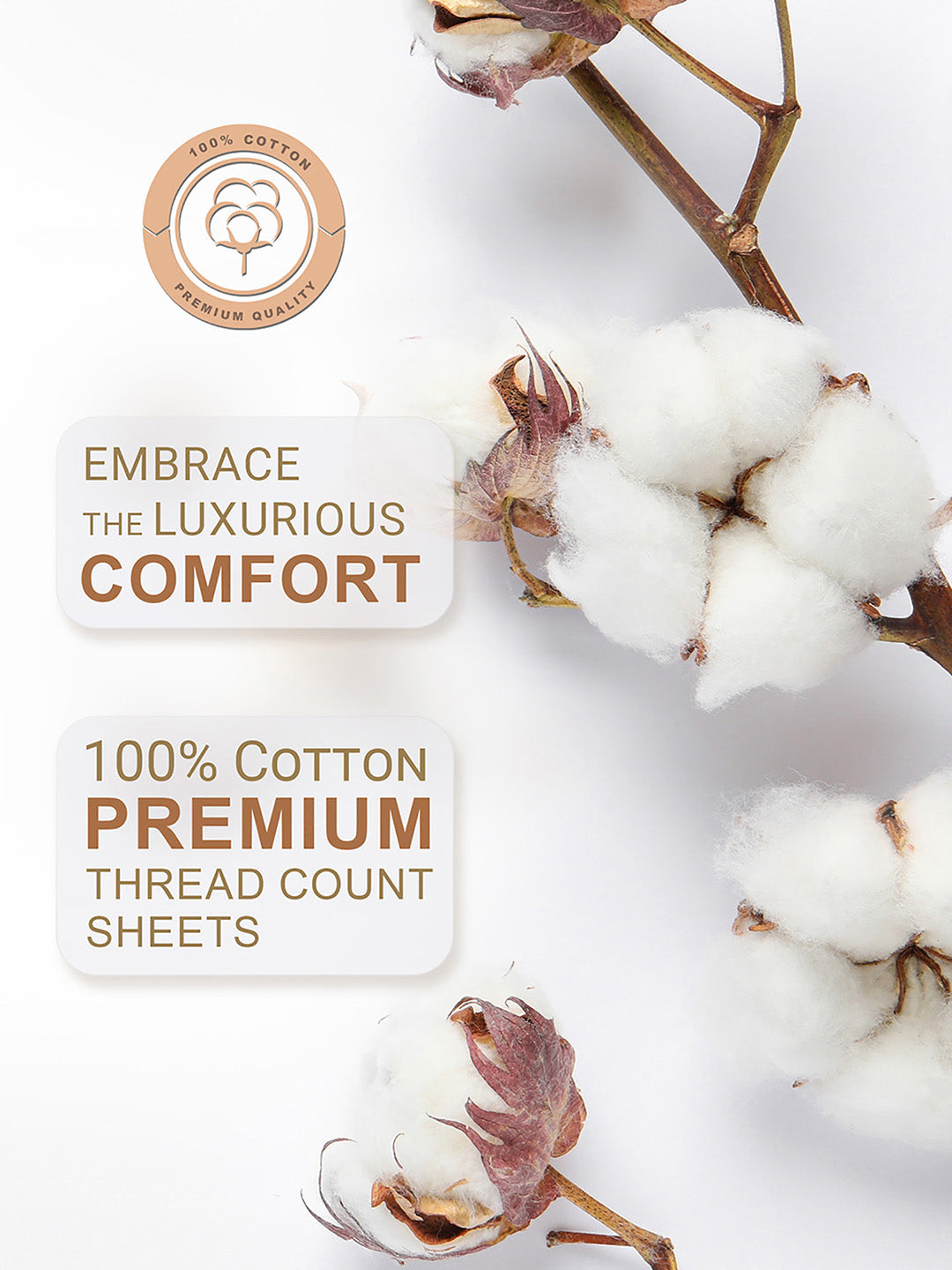 Nature Bouquet 100% Cotton 300 TC White Floral Print Scented King Bedsheet with 2 Pillow Covers (Lavender Fragrance)