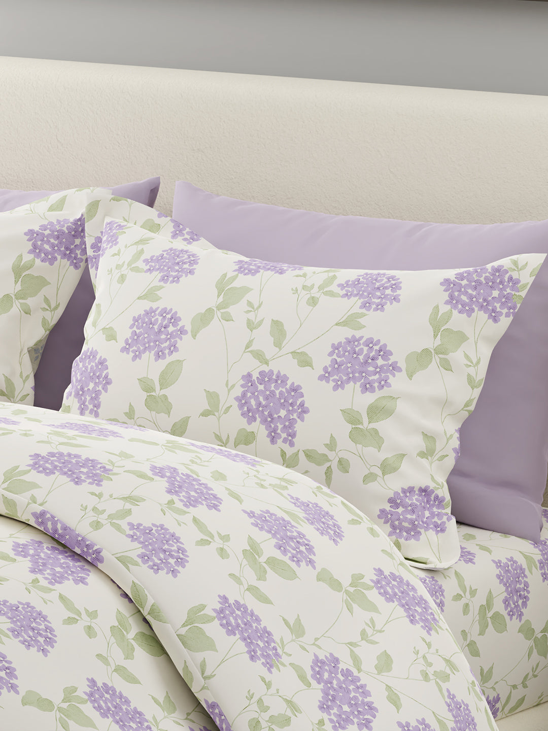Nature Bouquet 100% Cotton 300 TC Printed Scented King Bedsheet with 2 Pillow Covers (Lavender Fragrance)