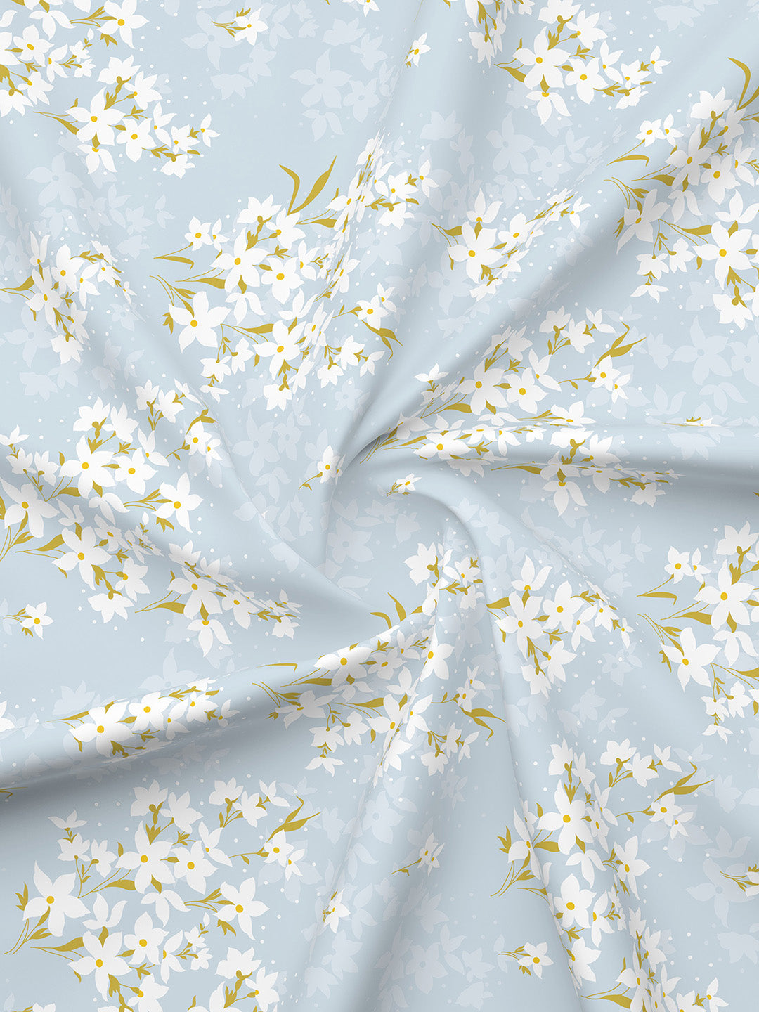 Nature Bouquet 100% Cotton 300 TC Blue Floral Print Scented King Bedsheet with 2 Pillow Covers (Jasmine Fragrance)