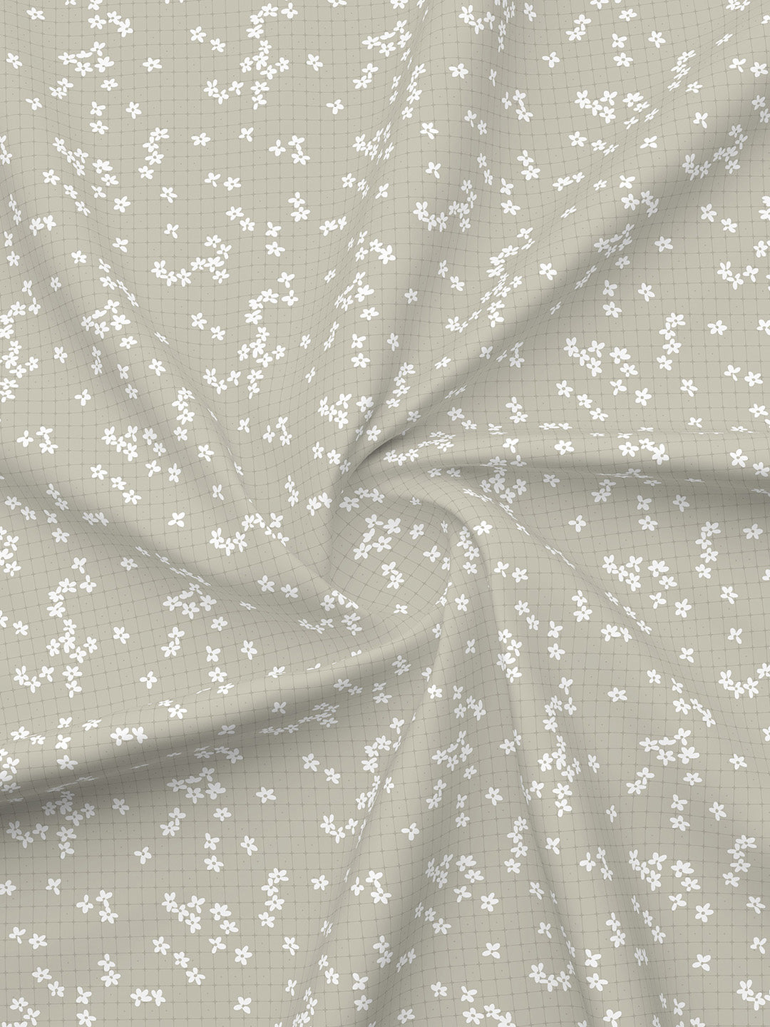 Nature Bouquet 100% Cotton 300 TC Grey Floral Print Scented King Bedsheet with 2 Pillow Covers (Jasmine Fragrance)