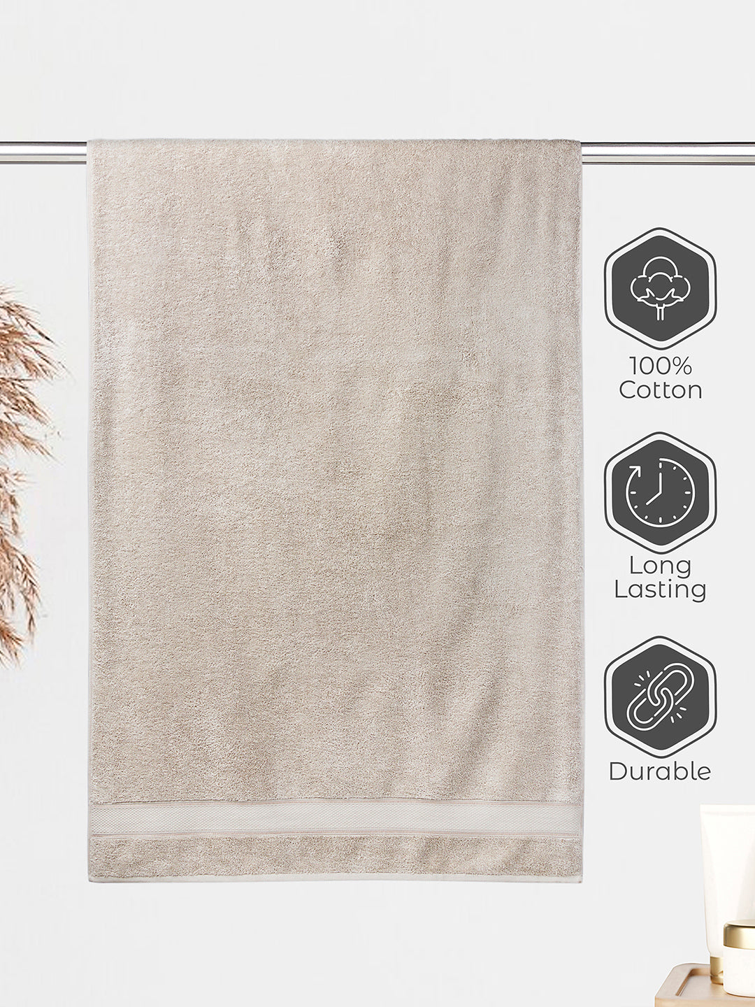 Luxe Loom 100% Cotton 550 GSM Bath Towel - Pearled Grey