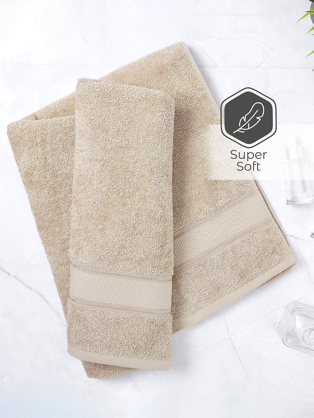 Luxe Loom 100% Cotton 550 GSM Bath Towel - Soft Sand (Beige)