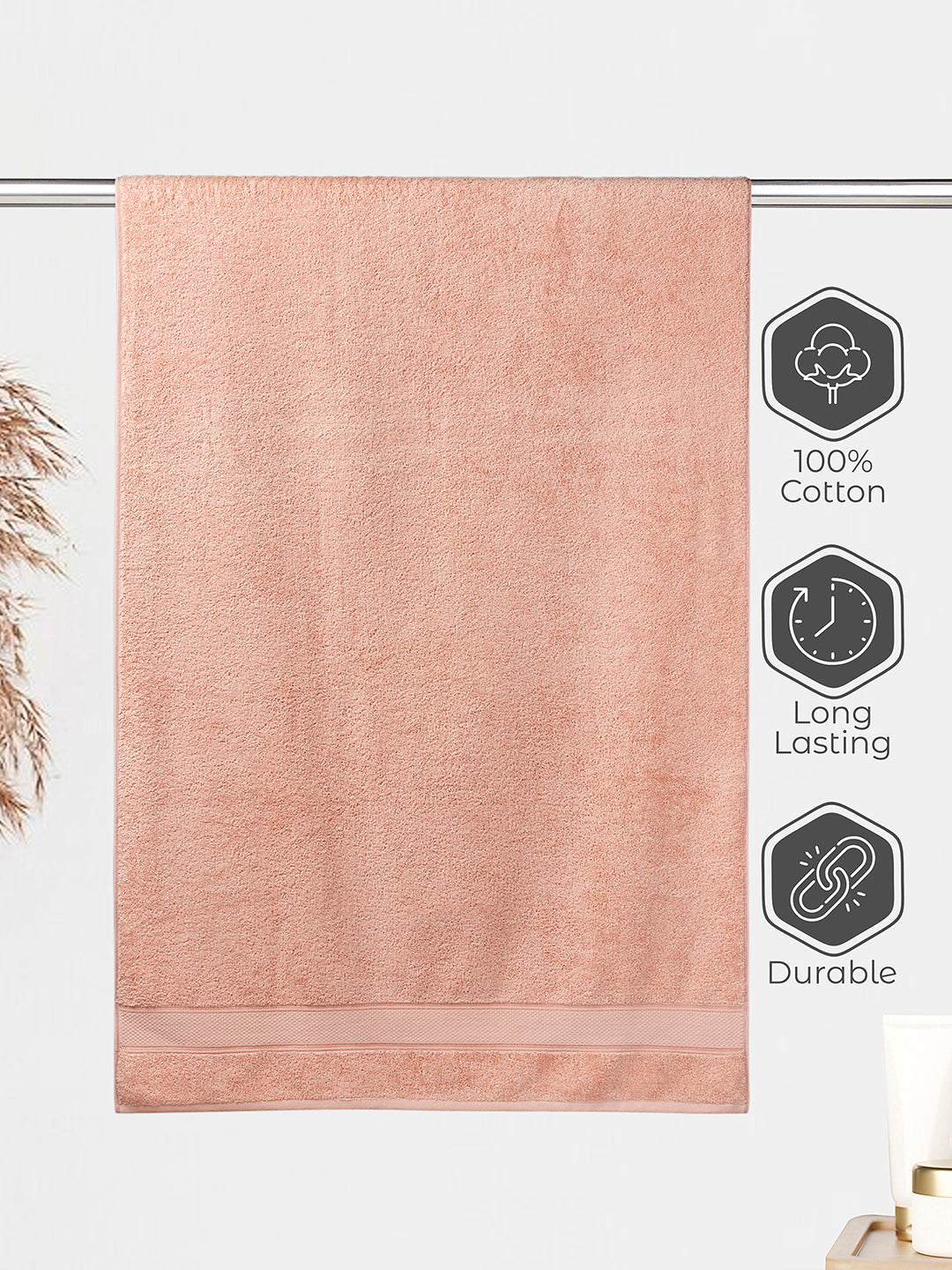 Luxe Loom 100% Cotton 550 GSM Bath Towel - Peach