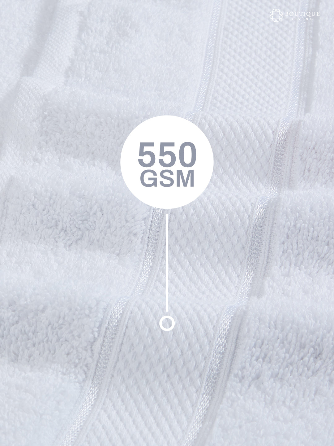 100% Cotton 550 GSM White Hand Towels, Luxe Loom Collection (Pack of 2)