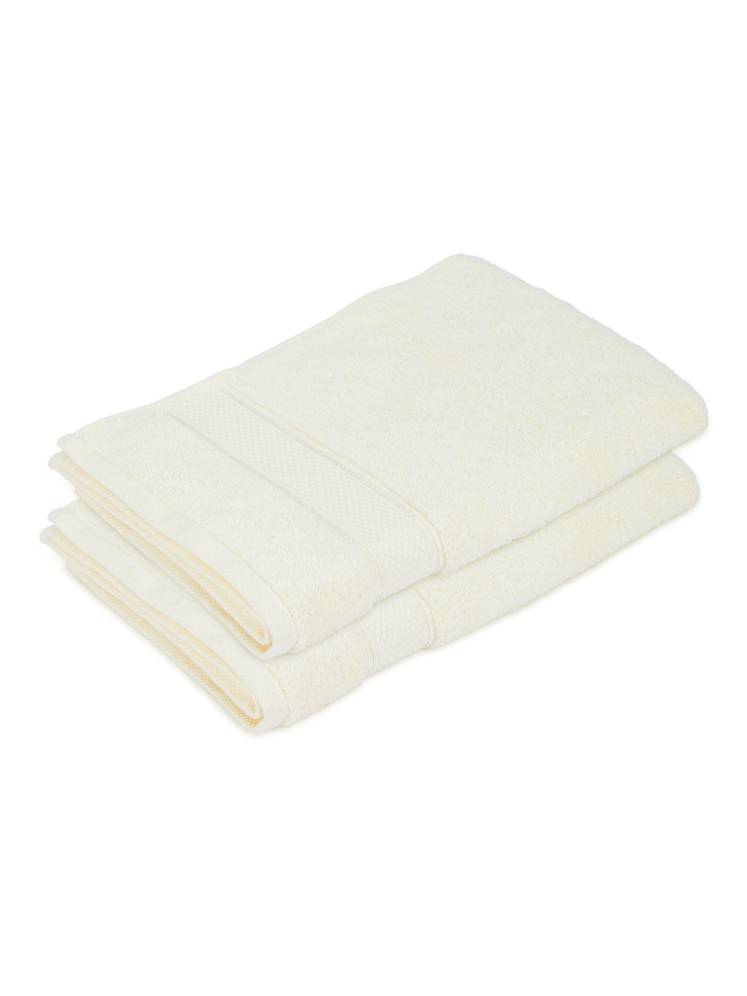 100% Cotton 550 GSM Cream Hand Towels, Luxe Loom Collection (Pack of 2)