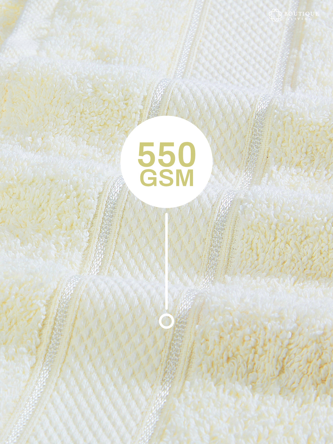 100% Cotton 550 GSM Cream Hand Towels, Luxe Loom Collection (Pack of 2)