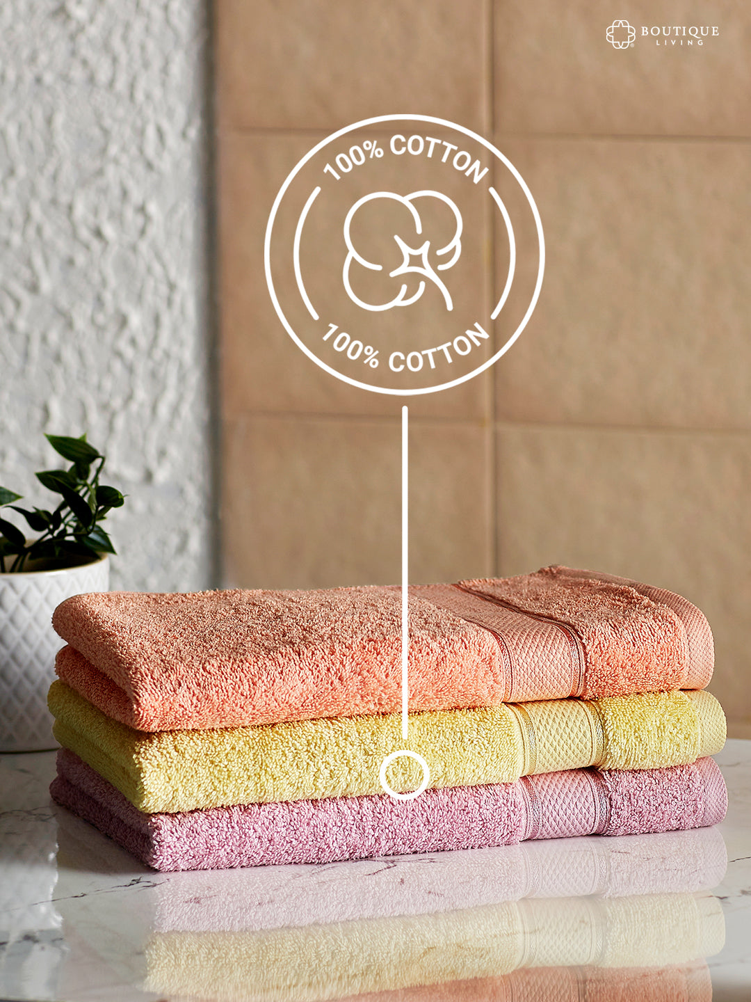 100% Cotton 550 GSM Cream Hand Towels, Luxe Loom Collection (Pack of 2)