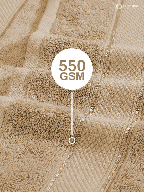 100% Cotton 550 GSM Beige Hand Towels, Luxe Loom Collection (Pack of 2)