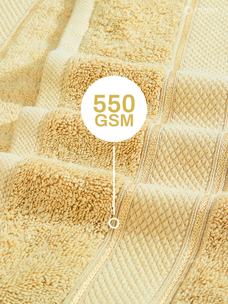 100% Cotton 550 GSM Light Yellow Hand Towels, Luxe Loom Collection (Pack of 2)