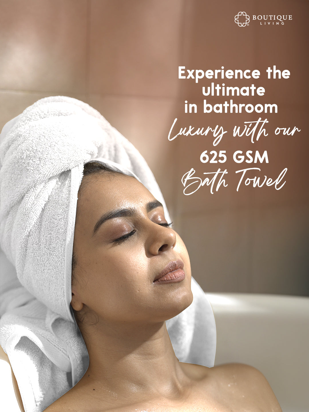 Platinum Pulse 100% Cotton 625 GSM White Bath Towel