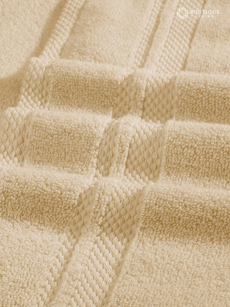 Platinum Pulse 100% Cotton 625 GSM Beige Hand Towels (Pack of 2) - Zero Twisted Technology