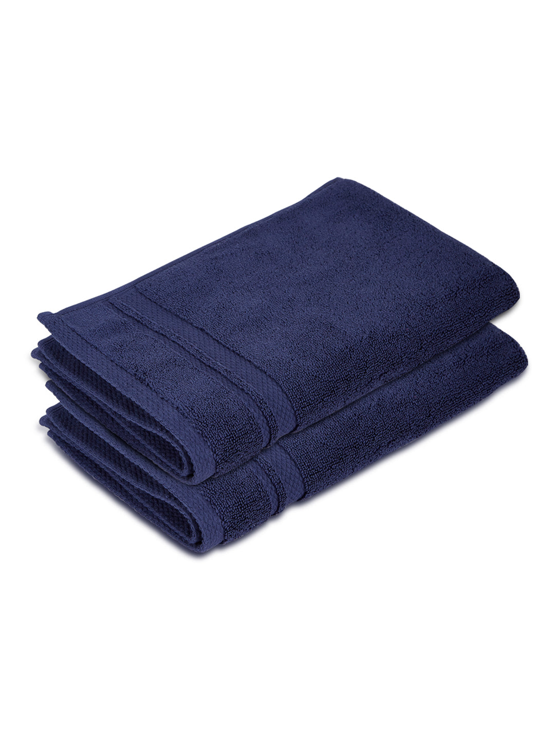 Platinum Pulse 100% Cotton 625 GSM Navy Blue Hand Towels (Pack of 2) - Zero Twisted Technology