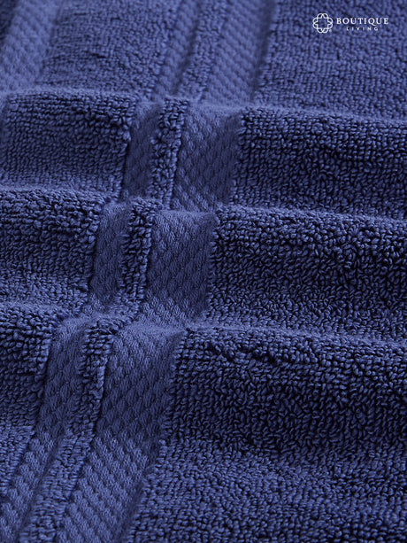 Platinum Pulse 100% Cotton 625 GSM Navy Blue Hand Towels (Pack of 2) - Zero Twisted Technology