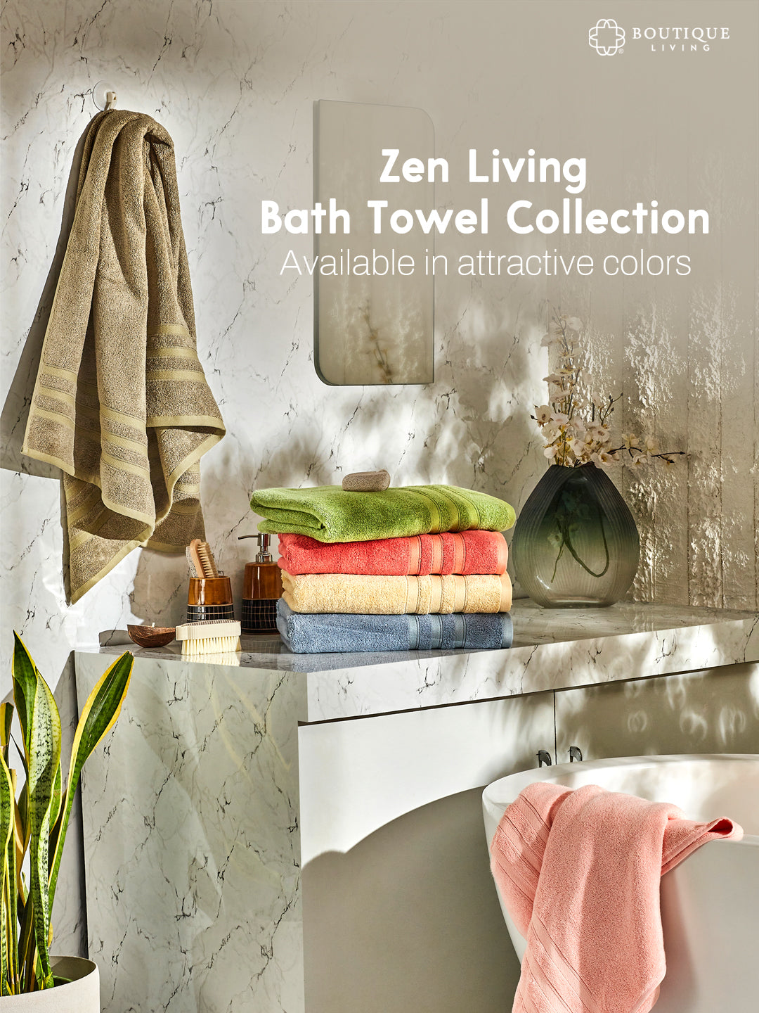 Zen Living Cotton Bamboo 550 GSM Bath Towel - Gray Sand (Pack of 1)