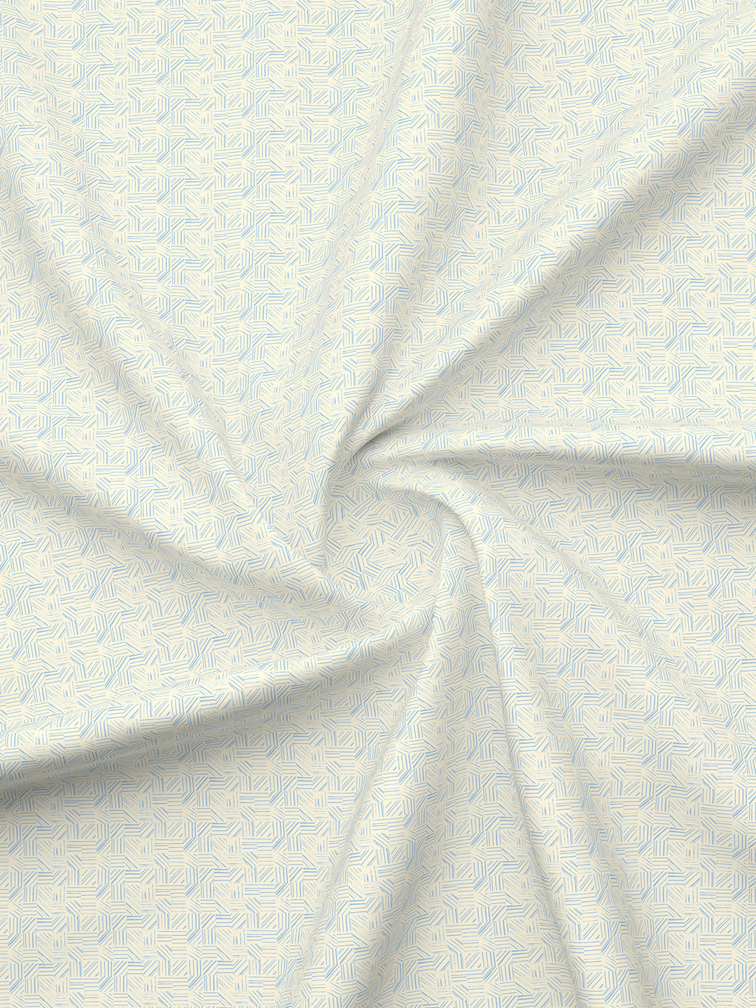 Cottage Garden 100% Cotton 300 TC King Bedsheet with 2 Pillow Covers - Blue & White Geometrical Print