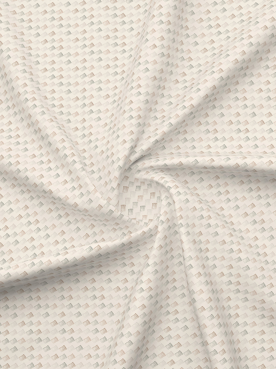 Cottage Garden 100% Cotton 300 TC King Bedsheet with 2 Pillow Covers - White Geometrical Print