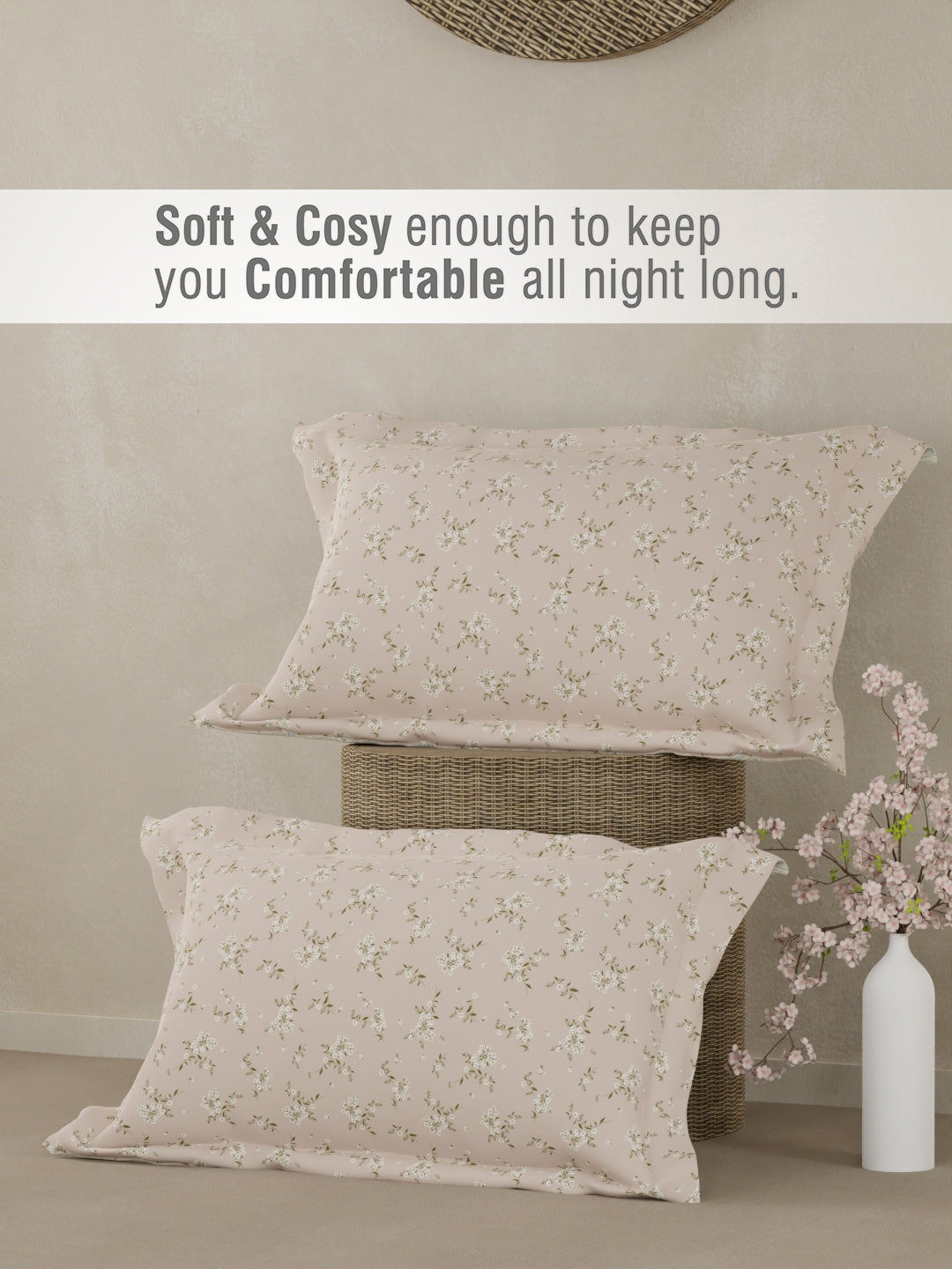 Cottage Garden 100% Cotton 300 TC King Bedsheet with 2 Pillow Covers - Purple Floral