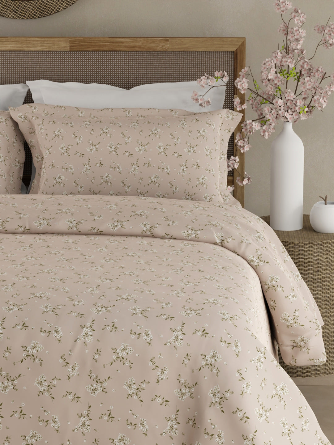 Cottage Garden 100% Cotton 300 TC King Bedsheet with 2 Pillow Covers - Purple Floral