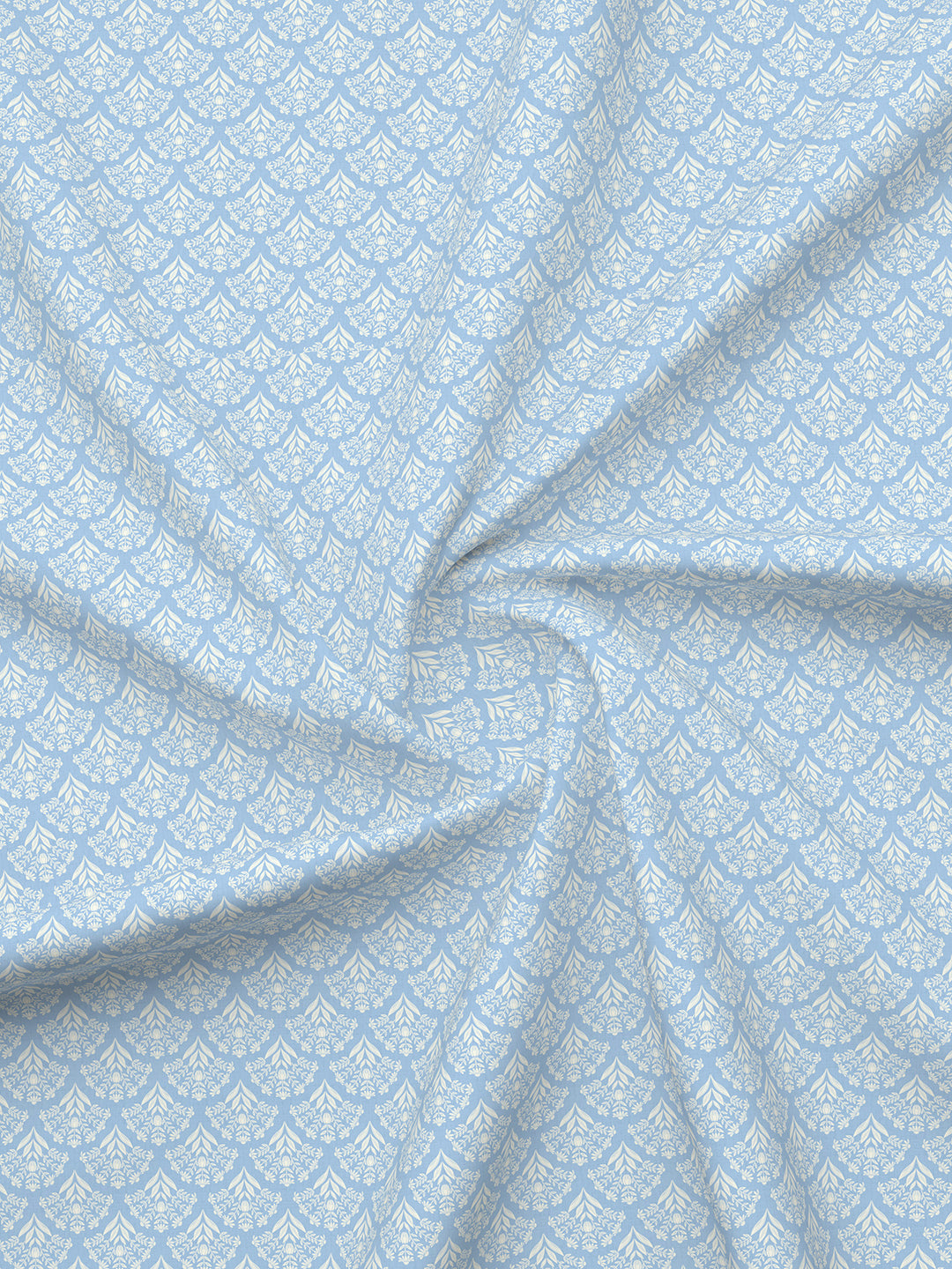 Cottage Garden 100% Cotton 300 TC Single Bedsheet with 1 Pillow Cover - Blue & White Floral