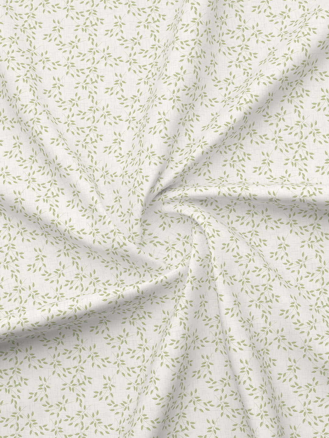 Cottage Garden 100% Cotton 300 TC Single Bedsheet with 1 Pillow Cover - Green & White Floral