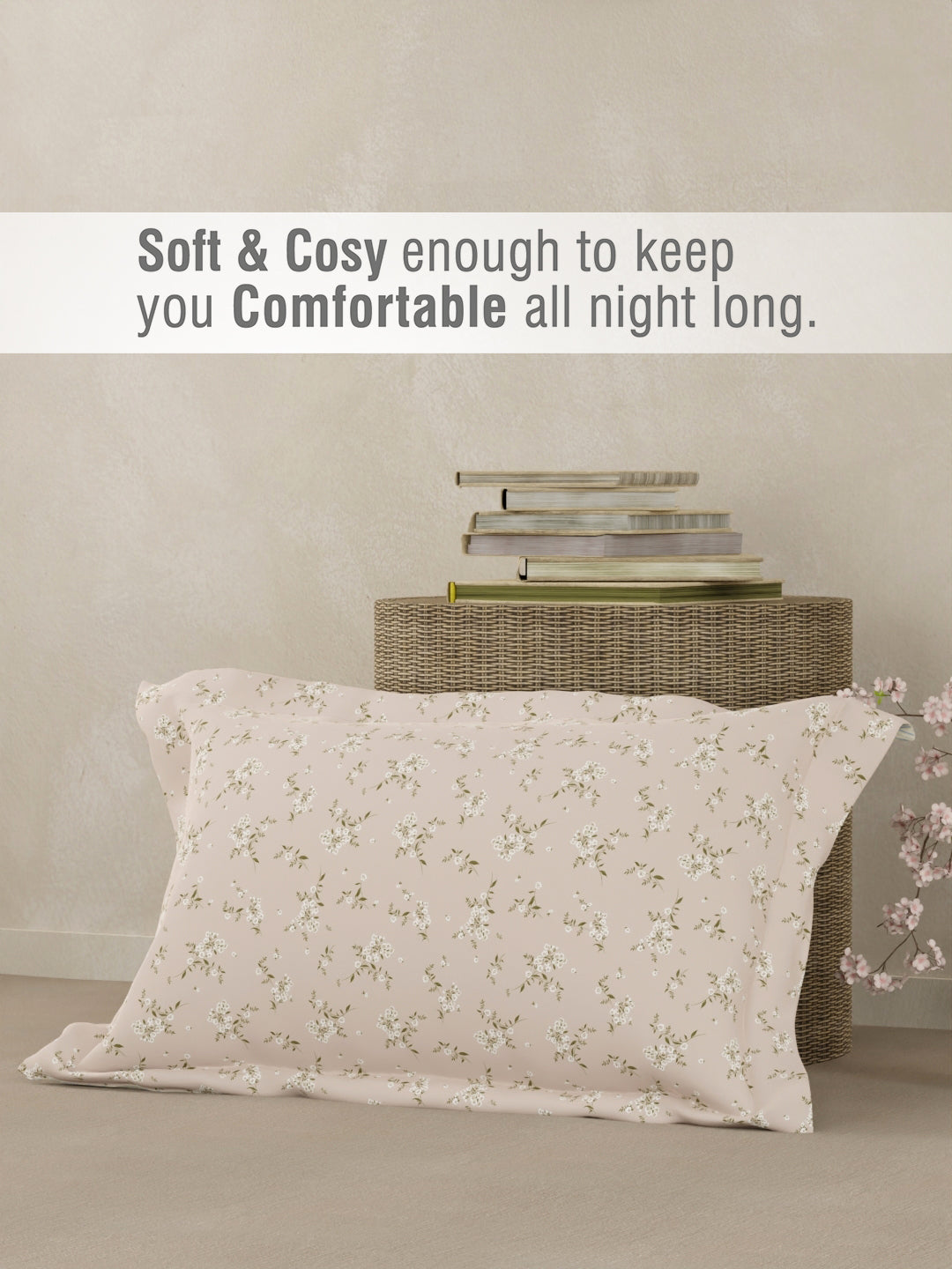 Cottage Garden 100% Cotton 300 TC Single Bedsheet with 1 Pillow Cover - Purple Floral