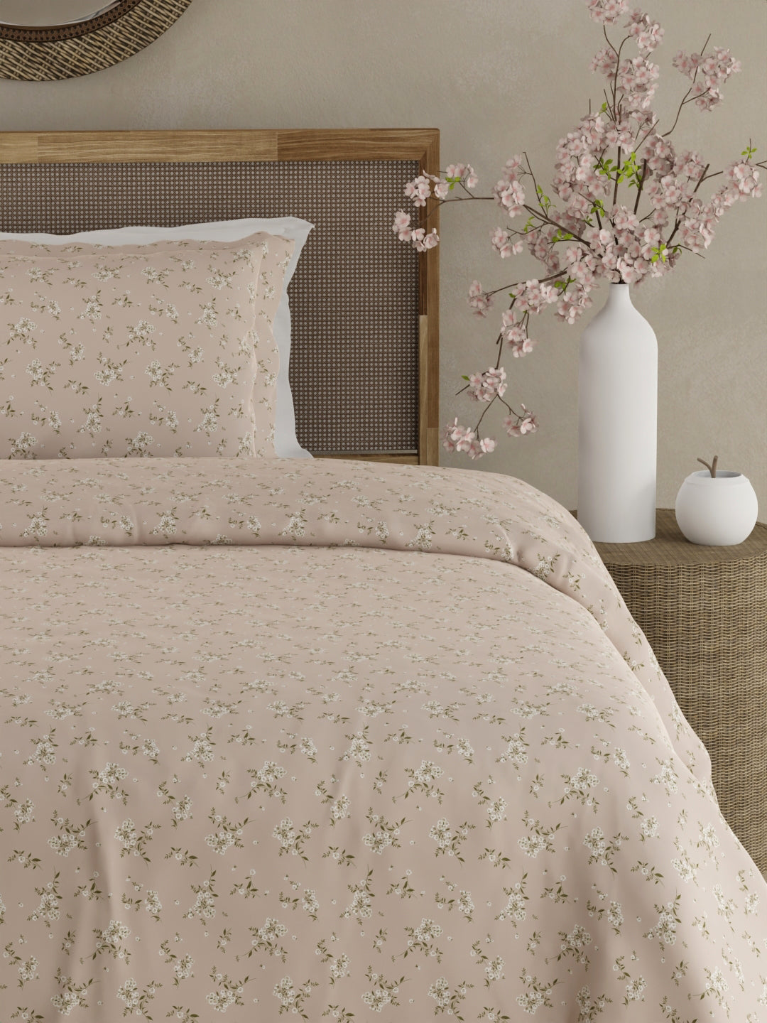 Cottage Garden 100% Cotton 300 TC Single Bedsheet with 1 Pillow Cover - Purple Floral