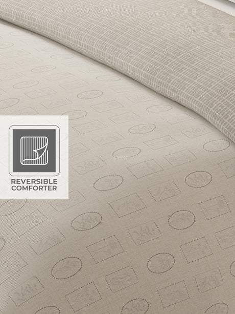 Cottage Garden 100% Cotton 300 TC White & Grey Printed Double Reversible Comforter - Pack of 1 (108 L x 90 W inches)