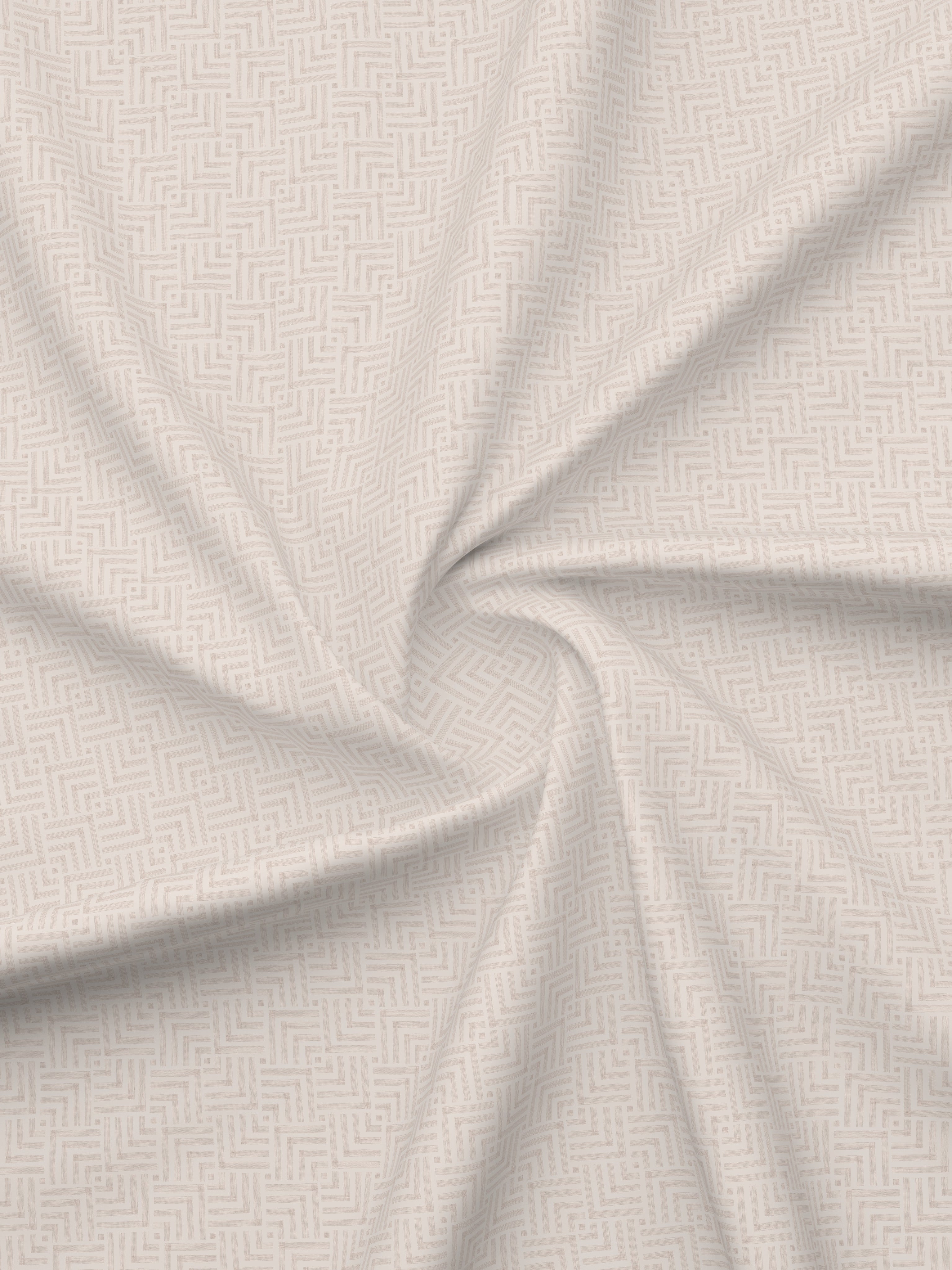 Gardenia Augusta 100% Cotton 300 TC Beige & White Digitally Printed Super King Bedsheet with 2 Pillow Covers