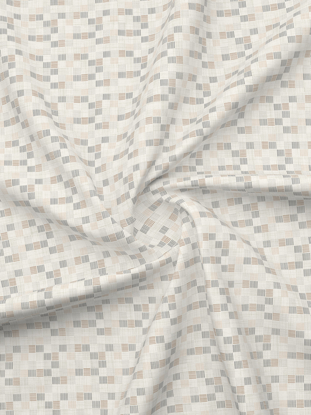 Gardenia Augusta 100% Cotton 300 TC White & Beige Digitally Printed Super King Bedsheet with 2 Pillow Covers