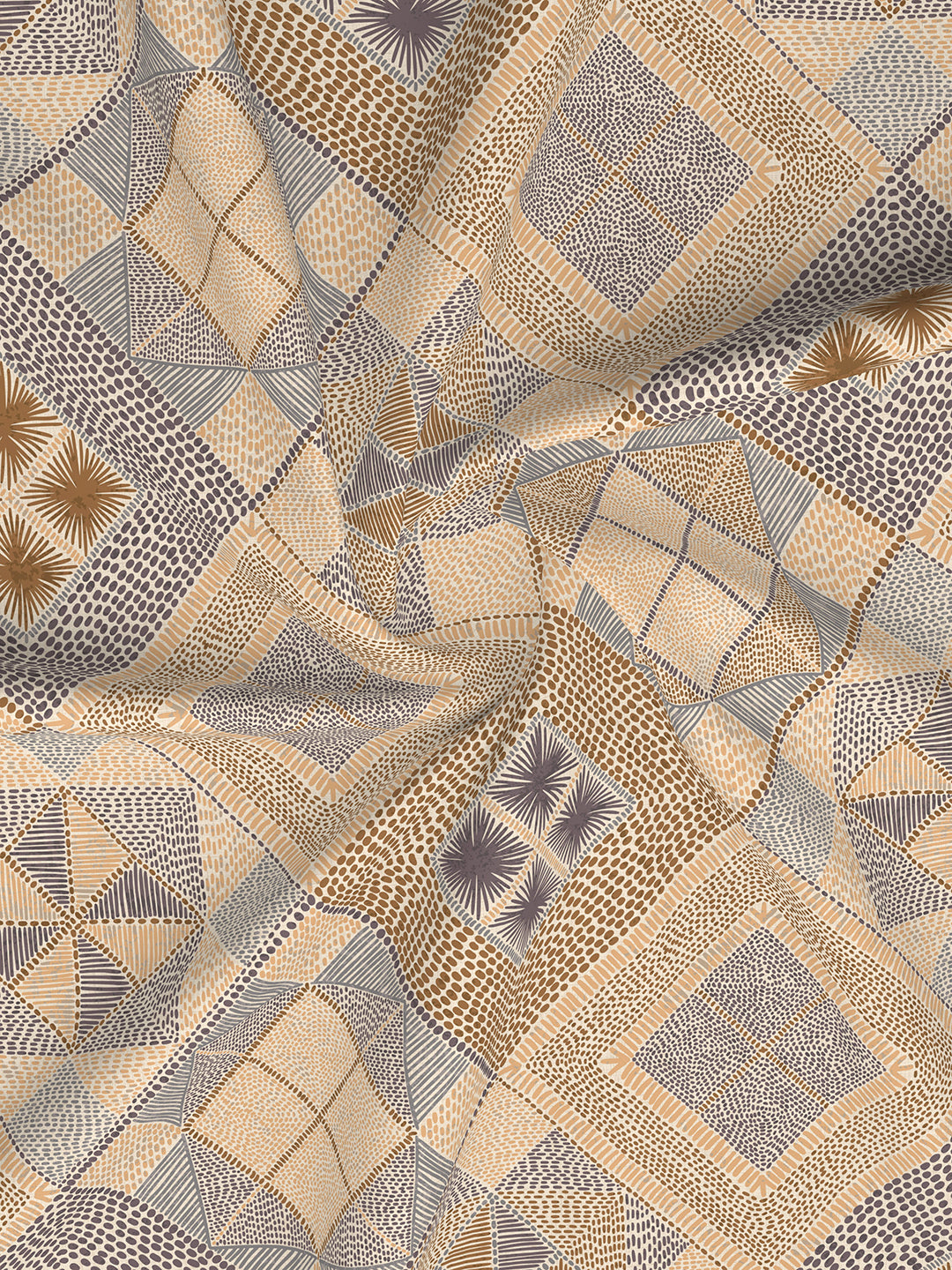 100% Cotton 300 TC Brown Digitally Printed King Bedsheet with 2 Pillow Covers - Gardenia Augusta