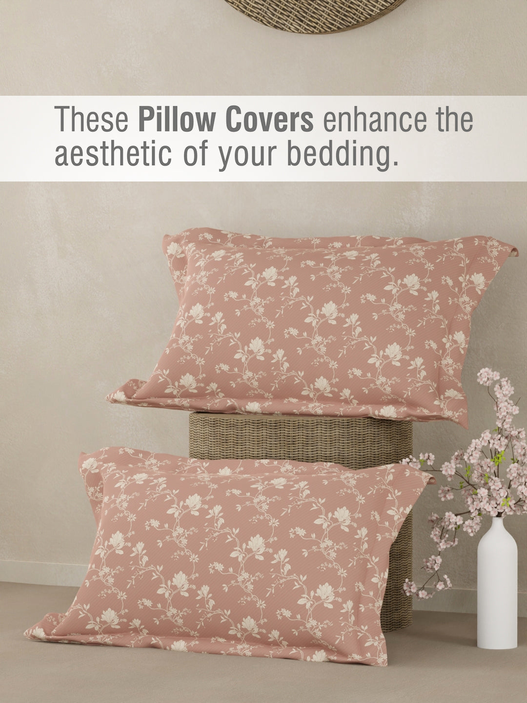 Cottage Garden 100% Organic Cotton 300 TC King Bedsheet with 2 Pillow Covers - Pink Floral