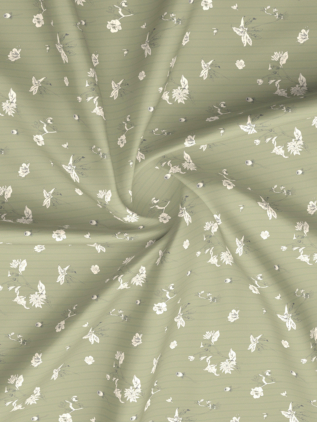 Cottage Garden 100% Organic Cotton 300 TC King Bedsheet with 2 Pillow Covers - Green & White Floral